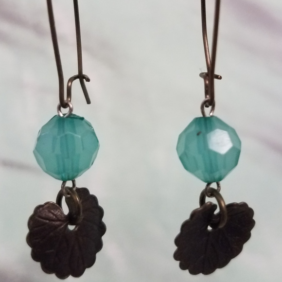 Bronze Water Lily Earrings - Picture 2 of 2